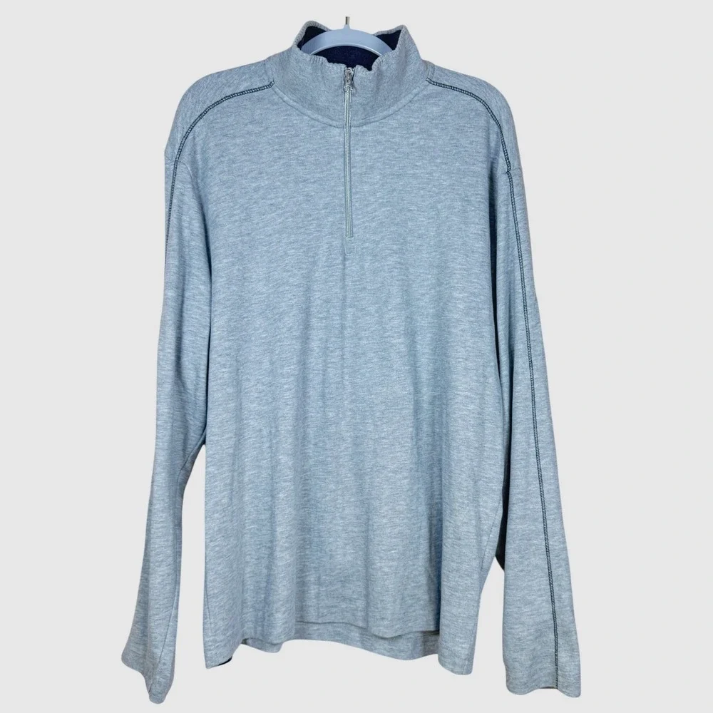 Robert Graham Pullover Mens XL Grey Excellent Quarter Zip Floral Trim Casual Lux